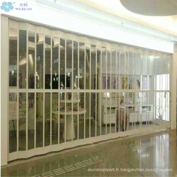 Slat en polycarbonate transparent porte de pliage en aluminium